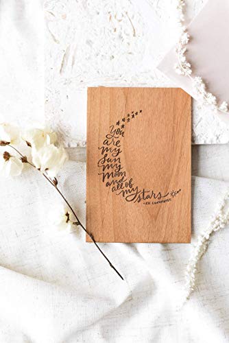 My Sun Moon Stars Wood Wedding Anniversary Card for Wife Husband Couple [Romantic Valentine's Day Card for Boyfriend Girlfriend, Made in the USA]