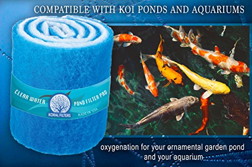 Premium Koi Pond Filter Media Roll - High-Efficiency Pond Filters for Outdoor Ponds, Reusable Fish Pond Filter Material, Made in USA (PRO - Blue - 4ft)