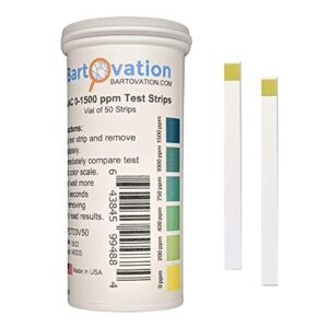 quaternary ammonium (qac, multi quat) sanitizer test strips, 0-1500 ppm [vial of 50 strips]