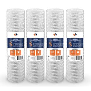 aquaboon 1 micron 20" x 4.5" string wound sediment water filter cartridge | whole house sediment filtration | compatible with pc40-20, wp1bb20p, 355222-45, wpp-45200-01, wpp-45200-01, 84650, 4-pack