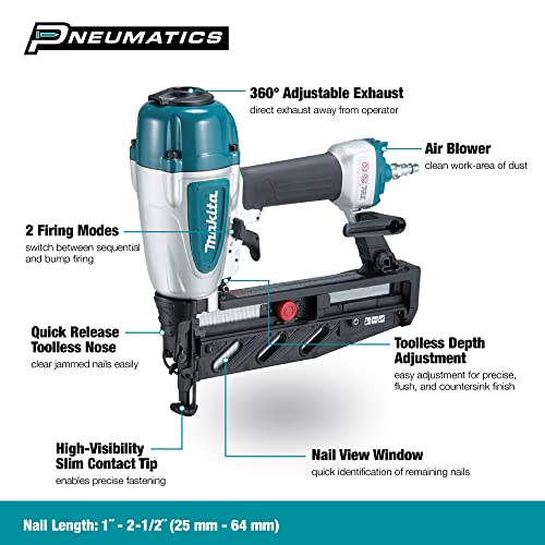 Makita AF601 16 Gauge, 2-1/2" Straight Finish Nailer,