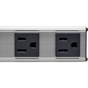 Tripp Lite 4 Outlet Power Strip, 10 ft. Cord with NEMA 5-15P Plug, 12 inch., Metal (PS120410),Gray/black