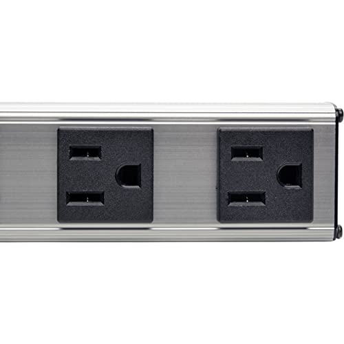 Tripp Lite 4 Outlet Power Strip, 10 ft. Cord with NEMA 5-15P Plug, 12 inch., Metal (PS120410),Gray/black