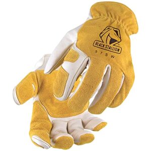 black stallion revco 97sw mens/womens leather work/drivers gloves with reinforced palm, elastic wristband, xlarge