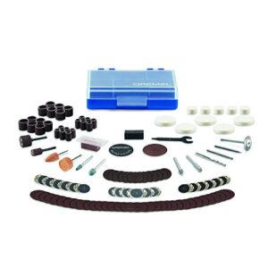 dremel 730cs 13-piece maker rotary tool accessory kit- includes carving bits, drill bits, sanding drums and discs, grinding stones, buffing wheels, cutting discs, and a storage case