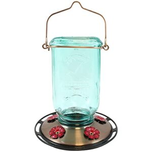more birds mason jar hummingbird feeder, glass hummingbird feeders for outdoors, 5 feeding stations, 25 ounces
