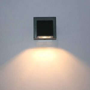 BRILLRAYDO 3W LED Outdoor Exterior Wall Step Down Light Fixture Lamp Black Finish Warm White