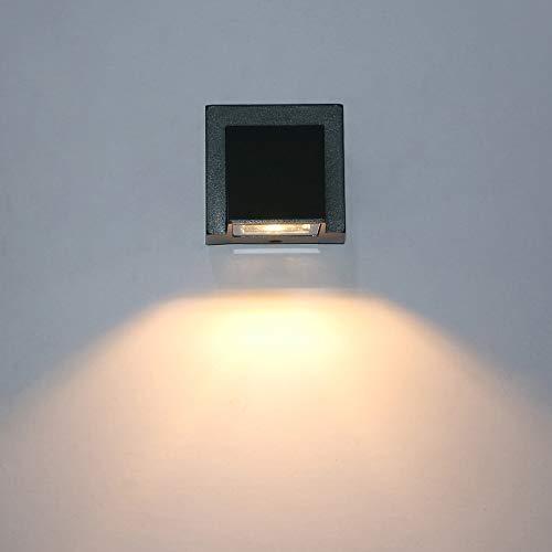 BRILLRAYDO 3W LED Outdoor Exterior Wall Step Down Light Fixture Lamp Black Finish Warm White