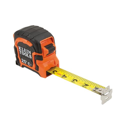 Klein Tools 86225 Tape Measure, 25-Foot Double Hook Magnetic with Finger Brake, Easy to Read Bold Lines