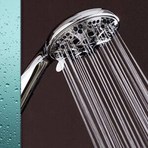 AquaDance Chrome Giant 5" 6-Setting High Pressure Hand Held Head with Hose for Ultimate Shower Spa Officially Independently Tested to Meet Strict US Quality & Performance Standards