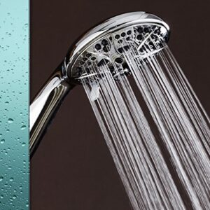 AquaDance Chrome Giant 5" 6-Setting High Pressure Hand Held Head with Hose for Ultimate Shower Spa Officially Independently Tested to Meet Strict US Quality & Performance Standards