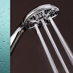 AquaDance Chrome Giant 5" 6-Setting High Pressure Hand Held Head with Hose for Ultimate Shower Spa Officially Independently Tested to Meet Strict US Quality & Performance Standards