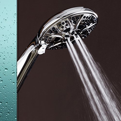 AquaDance Chrome Giant 5" 6-Setting High Pressure Hand Held Head with Hose for Ultimate Shower Spa Officially Independently Tested to Meet Strict US Quality & Performance Standards