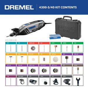 Dremel 4300-5/40 High Performance Rotary Tool Kit with LED Light- 5 Attachments & 40 Accessories- Engraver, Sander, and Polisher- Perfect for Grinding, Cutting, Wood Carving and Engraving , 9" Long