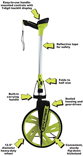 Calculated Industries #6575 DigiRoller Plus III 12.5 Inch Estimators Electronic Distance Measuring Wheel with Large Backlit Digital Display; Measure in Feet, Inches, Meters, Yards; FREE Carrying Pack