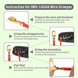 iCrimp Non Insulated Open Barrel Terminal Crimp Tool - Wire Crimper for Molex, Delphi, AMP/Tyco, Harley, PC/Computer, Automotive 24-14 AWG