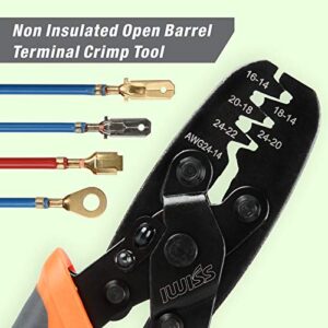 iCrimp Non Insulated Open Barrel Terminal Crimp Tool - Wire Crimper for Molex, Delphi, AMP/Tyco, Harley, PC/Computer, Automotive 24-14 AWG