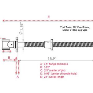 Yost Vises Y18SS Vise Screw | 18 Inch DIY Vise Tool | Solid Steel Main Screw with a Cast Iron Body Construction, Blue Metallic