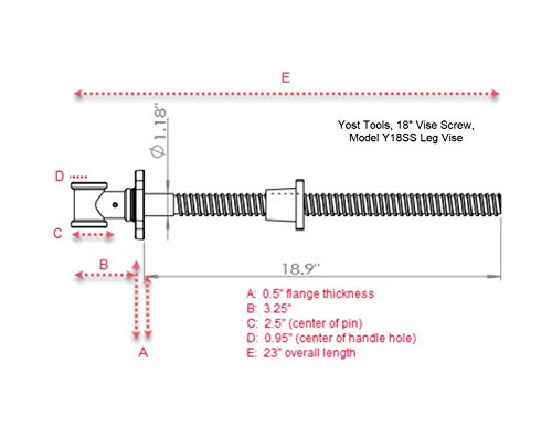 Yost Vises Y18SS Vise Screw | 18 Inch DIY Vise Tool | Solid Steel Main Screw with a Cast Iron Body Construction, Blue Metallic