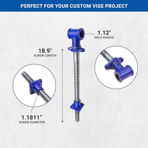 Yost Vises Y18SS Vise Screw | 18 Inch DIY Vise Tool | Solid Steel Main Screw with a Cast Iron Body Construction, Blue Metallic