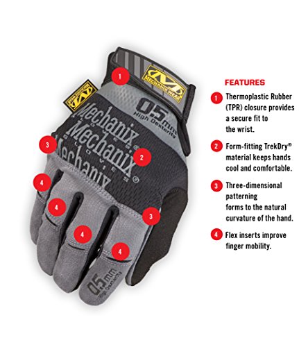 Mechanix Wear: Specialty 0.5mm High-Dexterity Work Gloves (Large, Black/Grey)