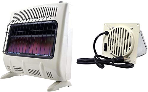 Mr. Heater 30,000 BTU Vent Free Blue Flame Natural Gas Heater (1000 sq.ft. Range) with Blower Fan Kit