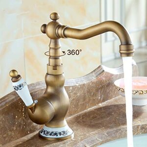 Lightinthebox Antique Bar/Prep Deck Mounted Rotatable with Ceramic Valve Single Handle One Hole for Antique Brass Kitchen Faucet