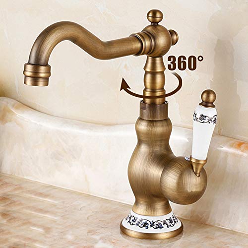 Lightinthebox Antique Bar/Prep Deck Mounted Rotatable with Ceramic Valve Single Handle One Hole for Antique Brass Kitchen Faucet