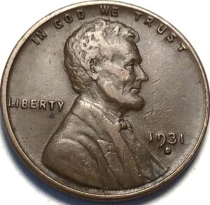 1931 d lincoln wheat cent penny seller about uncirculated