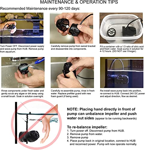 CURRENT USA 2100 GPH eFlux Wave Maker Pump Kit (6002) | Magnetic DC Powerhead with LED Display Controller for Saltwater Tank, 420-2100 GPH Aquarium Water Circulation Pump 30 to 125 Gallon, Black