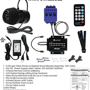 CURRENT USA 2100 GPH eFlux Wave Maker Pump Kit (6002) | Magnetic DC Powerhead with LED Display Controller for Saltwater Tank, 420-2100 GPH Aquarium Water Circulation Pump 30 to 125 Gallon, Black