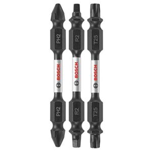 bosch itdev2503 3-piece 2-1/2 in. impact tough screwdriving double-ended screwdriving bits mixed set including ph2, sq2, t25 bits