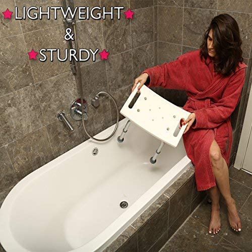 Dr Maya’s Adjustable Shower Chair with Free Grab Bar | Plastic Chair Bath Seat, Bathroom Chair | Shower Stool for Inside Shower | Handicap Shower Chair | Inside Shower Seat Bench, 300 Lb Capacity