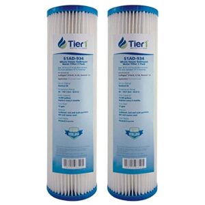 tier1 20 micron 10 inch x 2.5 inch | 2-pack pleated cellulose whole house sediment water filter replacement cartridge | compatible with american plumber w20cla, ge fxwpc, s1a-d, home water filter