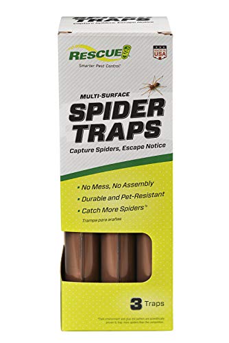 RESCUE! Spider Traps – Catches Brown Recluse, Hobo Spiders, Black Widows & Wolf Spiders – 3 Traps