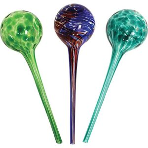 wyndham house plant watering globe set, set of 3, indoor & outdoor, colorful multicolored hand-blown glass for everyday use