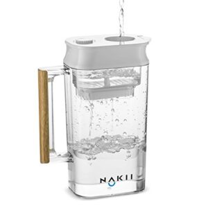 Nakii Water Filter Pitcher - Long Lasting 150 Gallons, Supreme Fast Filtration and Purification Technology, Removes Chlorine, Metals & Fluoride for Clean Tasting Drinking Water, WQA Certified,