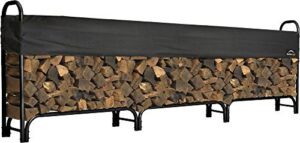 shelterlogic 12' heavy duty firewood rack with cover - black