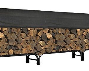 ShelterLogic 12' Heavy Duty Firewood Rack with Cover - Black