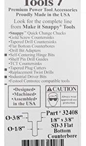 Snappy Tools 1/8 Inch x 3/8 Inch 3-Flute Flat Bottom Counterbore with TiN coated twist drill #32408