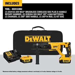 DEWALT 20V MAX* XR Rotary Hammer Drill Kit, D-Handle, 1-Inch (DCH133M2)