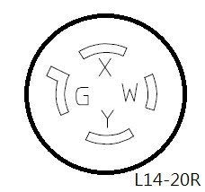 Parkworld 884982 Generator Adapter 4-Prong 30 AMP Locking L14-30P Plug to 20 AMP Locking L14-20R Receptacle