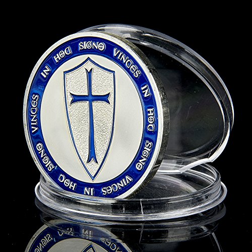 GogoForward Commemorative Knights Templar Cross Masonic Mason Silver Coin(Blue)