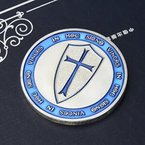 GogoForward Commemorative Knights Templar Cross Masonic Mason Silver Coin(Blue)