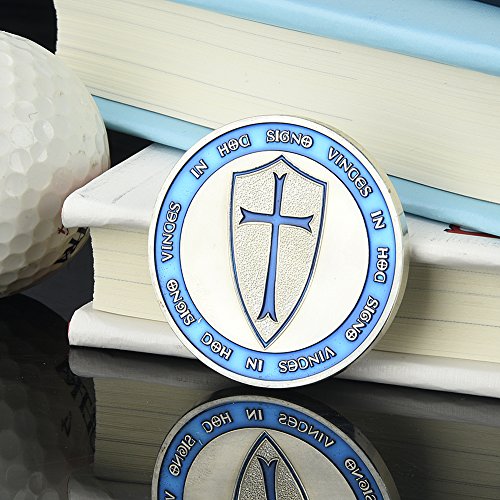 GogoForward Commemorative Knights Templar Cross Masonic Mason Silver Coin(Blue)