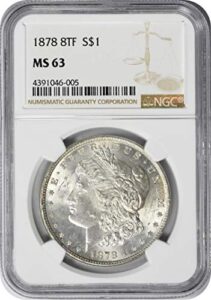 1878-p morgan silver dollar, 8tf, ms63, ngc