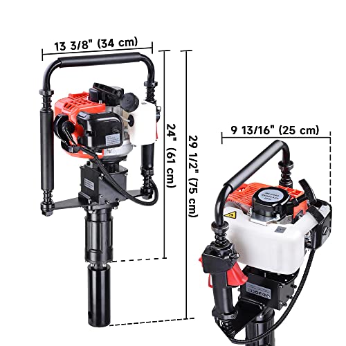 Yescom 900W 2 Stroke T Post Driver 32.7CC Gas Powered Portable Fence Pile Hammer Gasoline Motor Pile Driver with Piling Head Tools EPA Engine