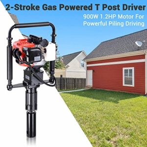 Yescom 900W 2 Stroke T Post Driver 32.7CC Gas Powered Portable Fence Pile Hammer Gasoline Motor Pile Driver with Piling Head Tools EPA Engine