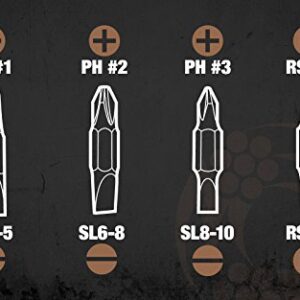 Southwire 59723940 12-In-1 Multi-Bit Screwdriver; Interchangeable Bits; Comfort Grip Handle; hex 1/4"; 5/16"; 3/8"; Phillips #1;2;3; slotted SL4-5;SL6-8;sl8-10; and square #1;2