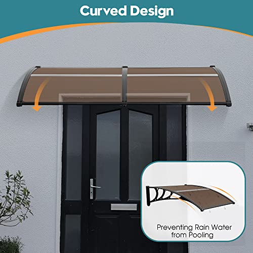 Mcombo 40"X80" Window Awning Outdoor Polycarbonate Front Door Patio Cover Garden Canopy 6055-4080(Dark Brown)